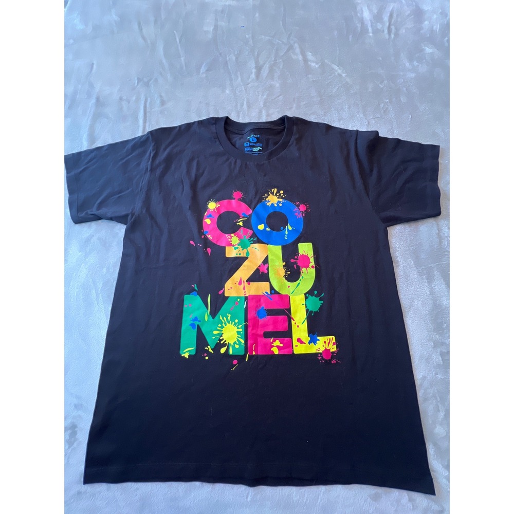 Mareblue T-Shirt Mens Large Black Cozumel Mexico Paint Splatter Graphic Tee